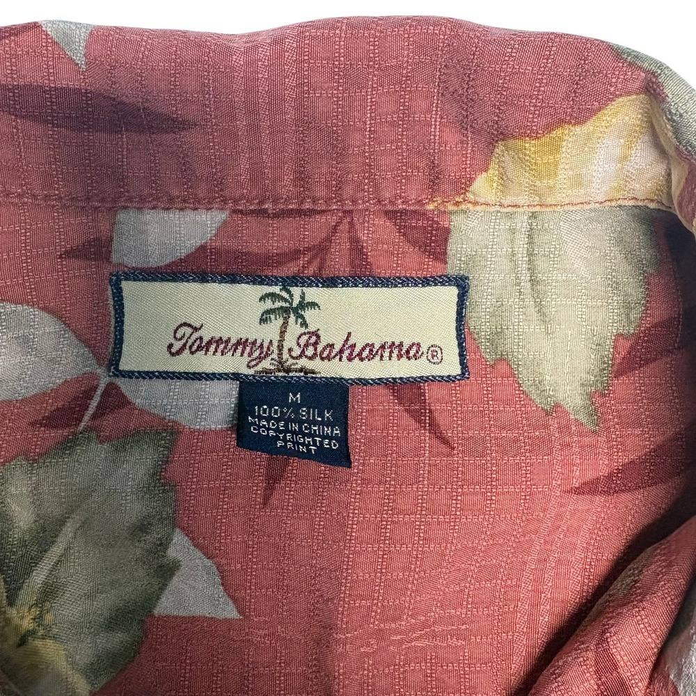 Tommy Bahama Beach Relax Shirt Medium Rust Silk Hibiscus Floral Camp Button Down - Picture 3 of 8